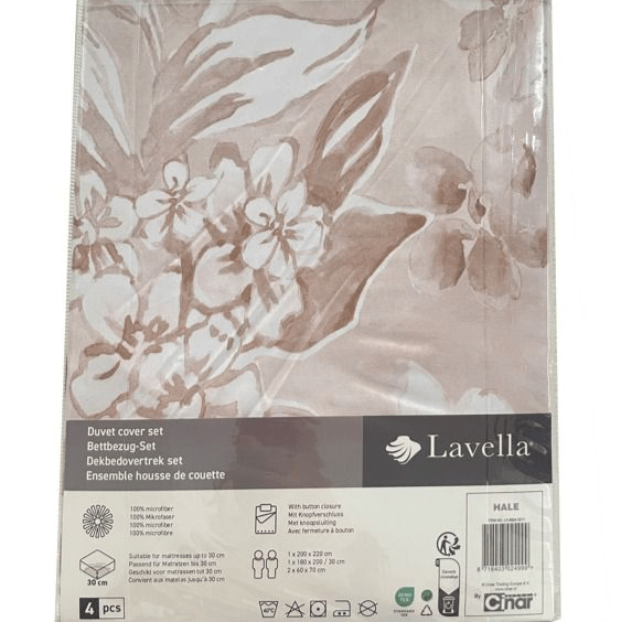 Lavella Hale Sengetøj Sæt 4 Dele | 90x200 cm | 140x220 cm | Beige - Løven Home