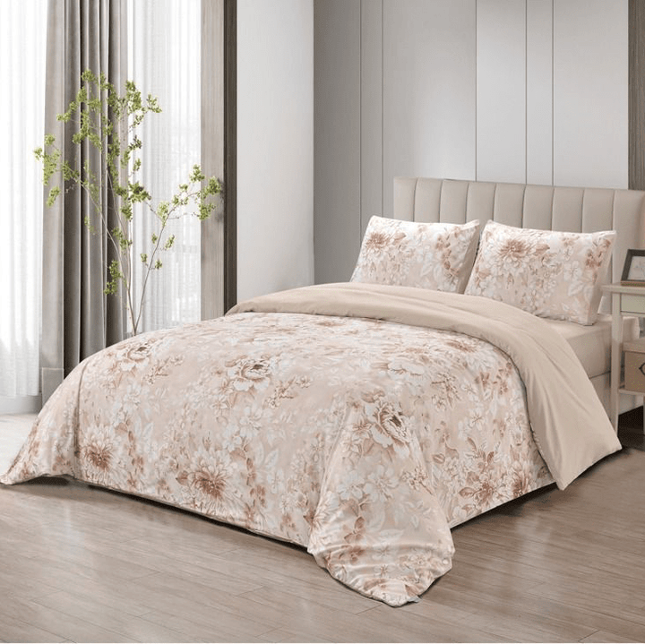 Lavella Hale Sengetøj Sæt 4 Dele | 90x200 cm | 140x220 cm | Beige - Løven Home