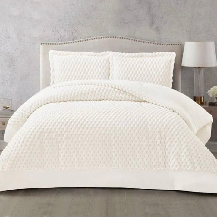 Lavella Hayal Sengetæppe Sæt 3 Dele | 240x260 cm | Hvid - Løven Home