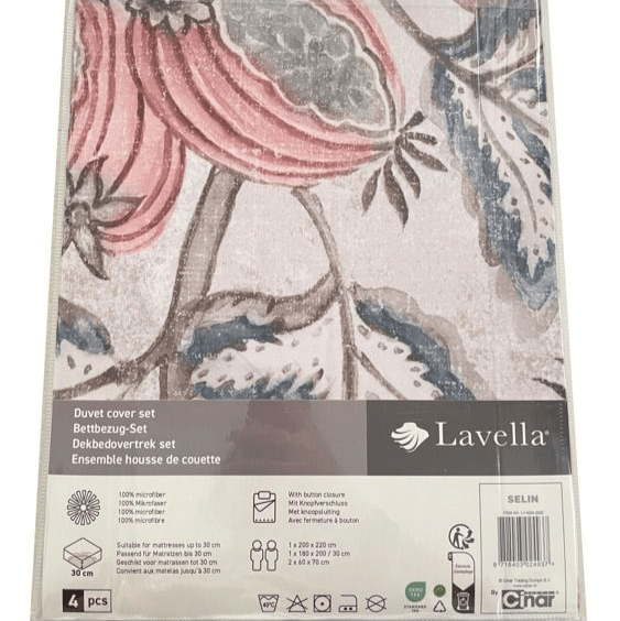 Lavella Selin Sengetøj Sæt 4 Dele | 90x200 cm | 140x200 cm | Hvid/Pink - Løven Home