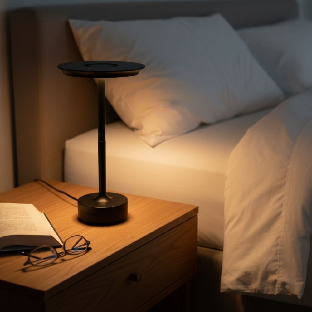 LED - bordlampe med touch - dæmpning – Sort - Løven Home