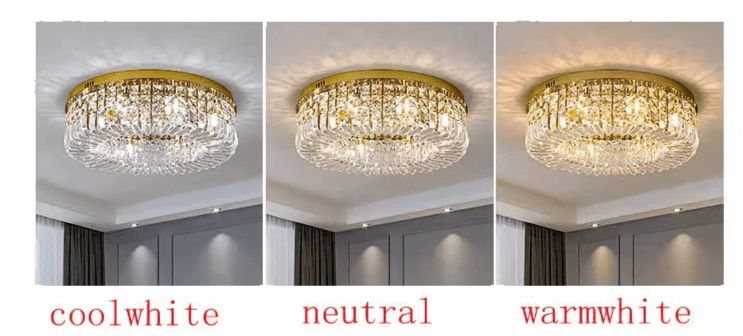 LED Krystal Loftlampe Guld 38 cm 3 Lysindstillinger - Løven Home