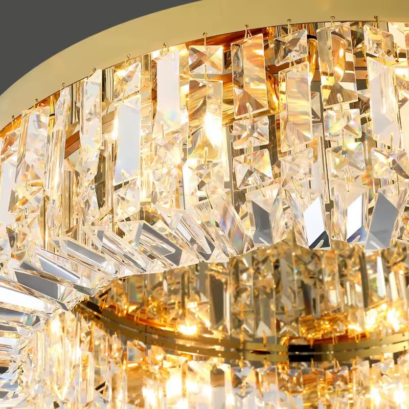 LED Krystal Loftlampe Guld 38 cm 3 Lysindstillinger - Løven Home