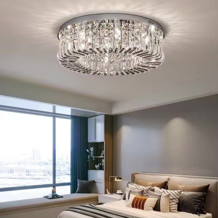 LED Krystal Loftlampe Sølv 50 cm 3 Lysindstillinger - Løven Home