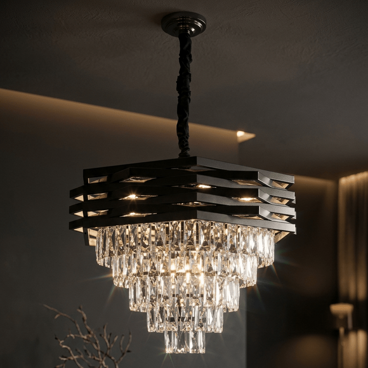 Loftlampe - Antracit med krystaller - Ø50 cm - Løven Home