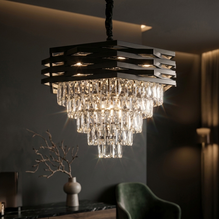 Luxury Living - Krystal Loftlampe - Antracit | Ø50 cm