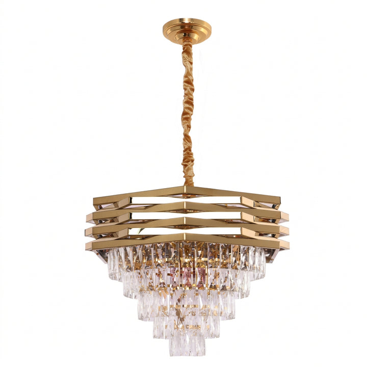 Loftlampe - Guld med krystaller - Ø60 cm - Løven Home
