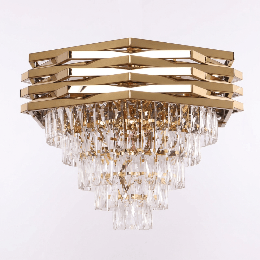 Loftlampe - Guld med krystaller - Ø60 cm - Løven Home