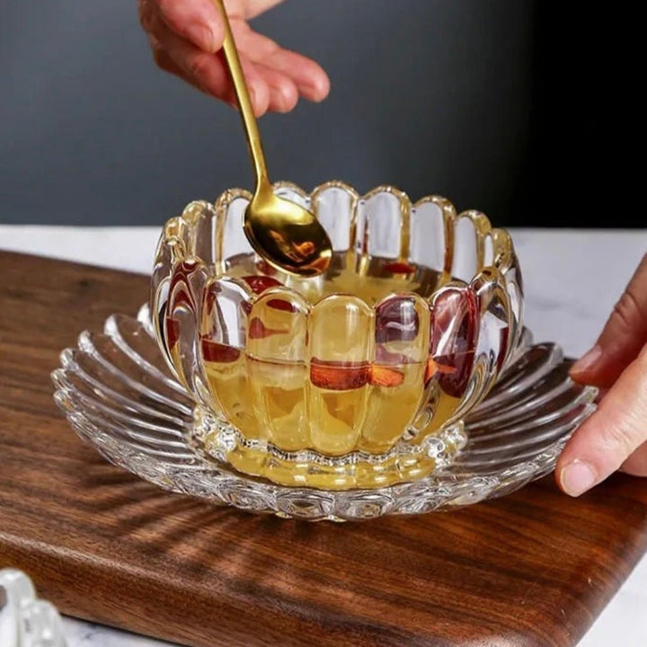 Lotus Glasskåle - og Dessert Tallerken Sæt 12 dele, 200 ml - Løven Home