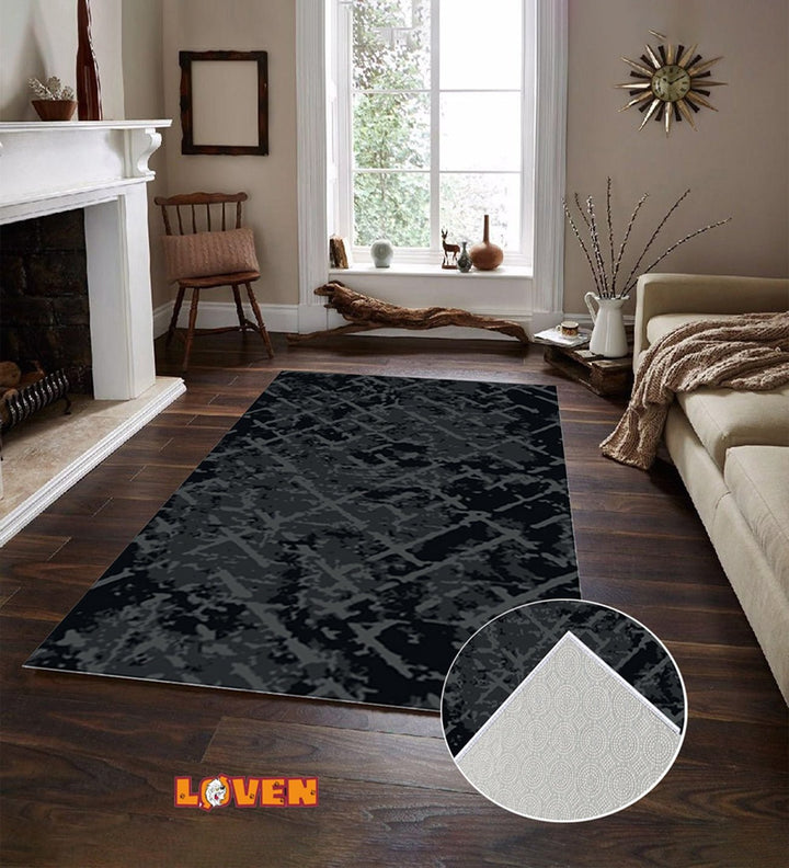 Løven Vaskbart Tæppe - 8 Sort - Løven Home