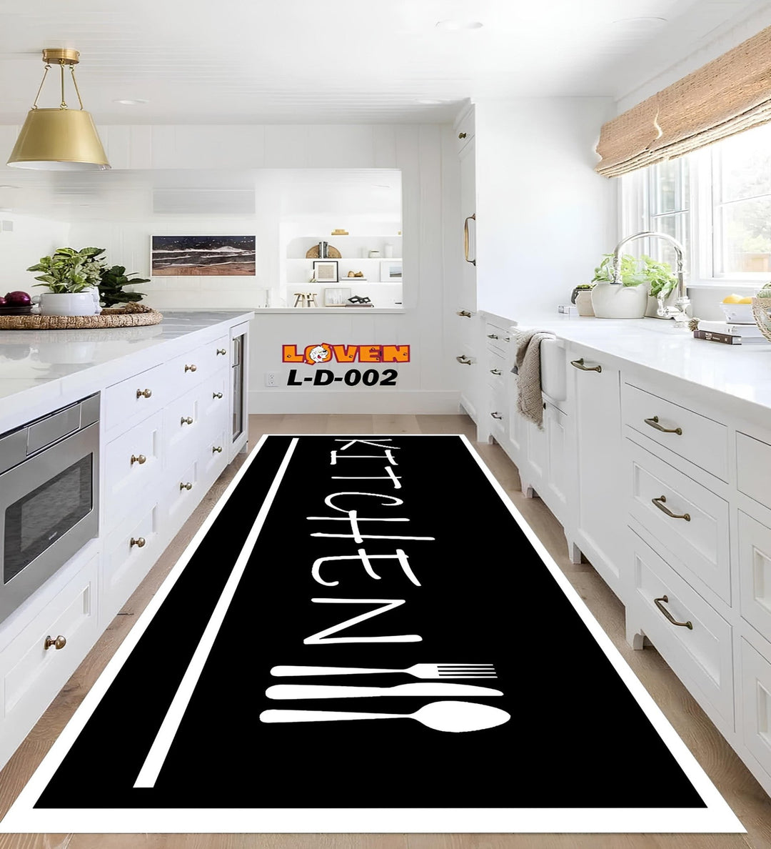 Løven Vaskbart Tæppe - Kitchen 020 Sort - Løven Home