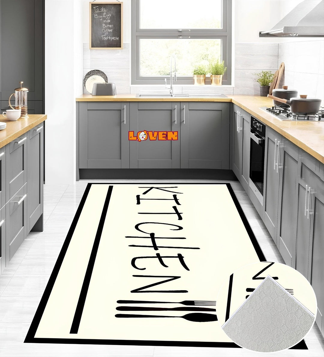 Løven Vaskbart Tæppe - Kitchen 022 Cream - Løven Home