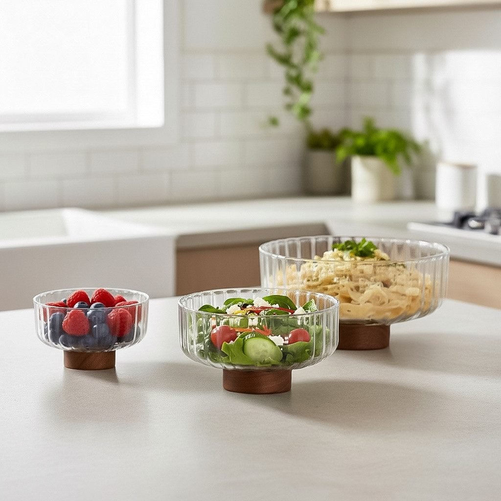 Luana Bowl Medio Glasskål med Akacietræ – 21 × 9,5 cm - Løven Home