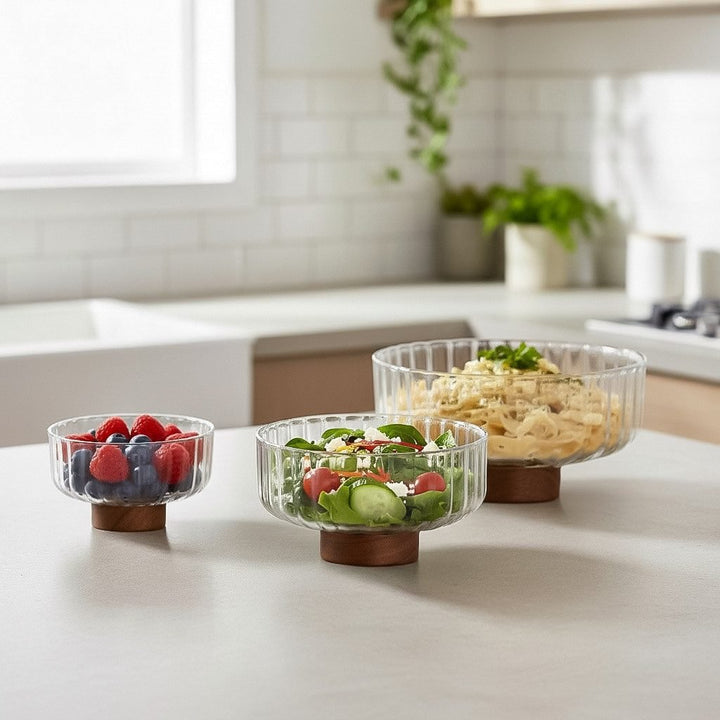 Luana Bowl Medio Glasskål med Akacietræ – 21 × 9,5 cm - Løven Home