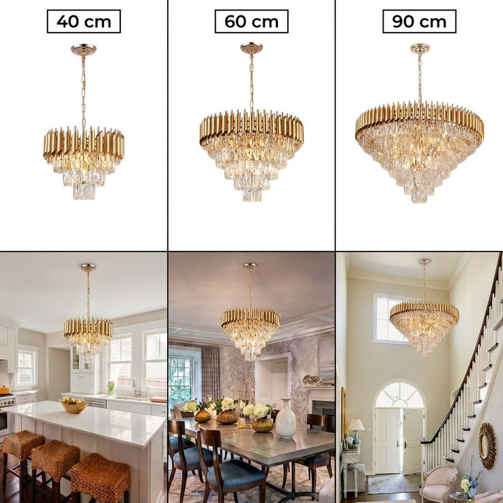 Luxury Living - Elegant Krystal Loftlampe - Guld | Ø50 cm - Løven Home