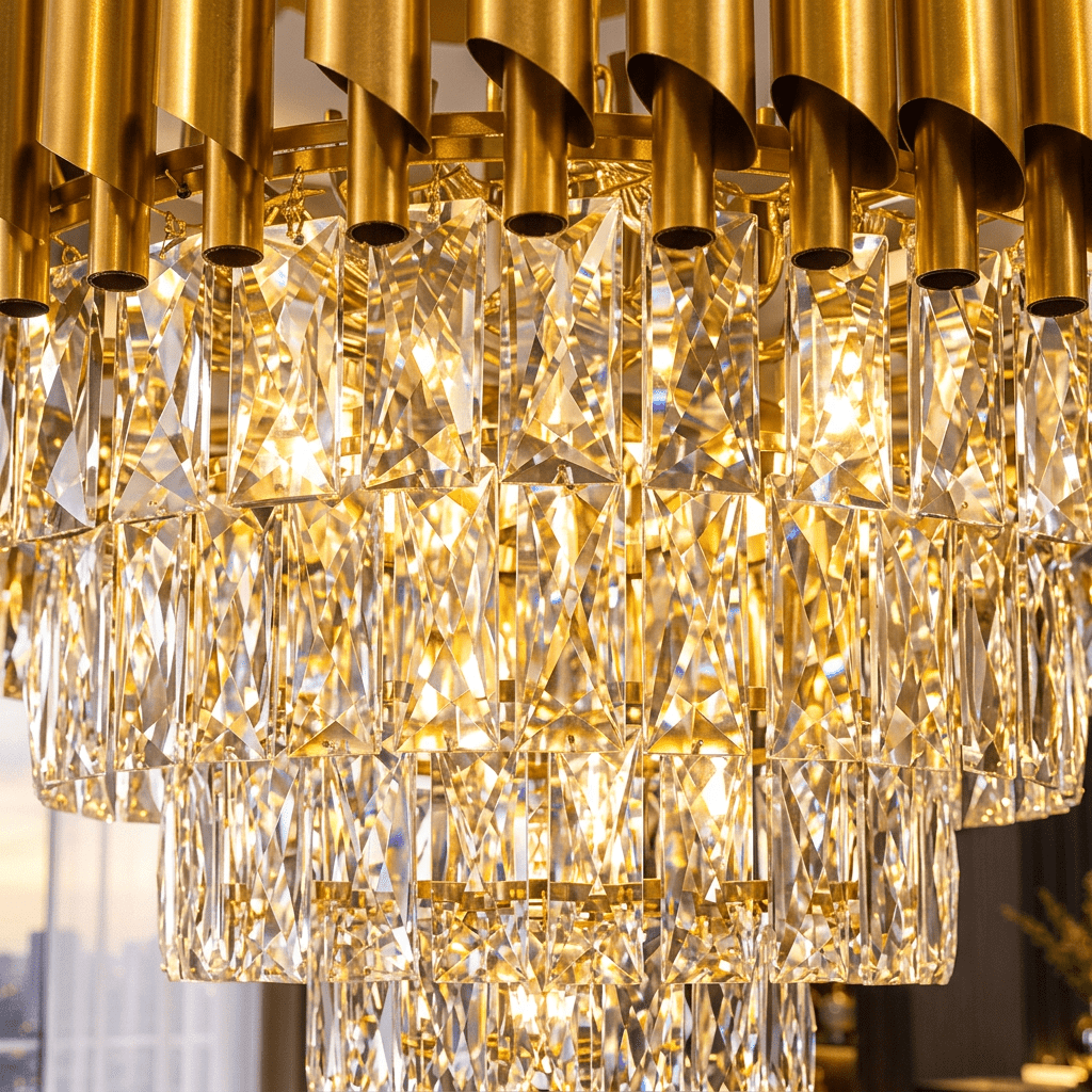 Luxury Living - Elegant Loftlampe - Guld &amp; Krystaldetaljer | 60 cm - Løven Home