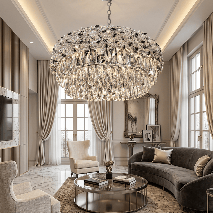Luxury Living - Krystal Loftlampe – Krom/Sort | Ø60 cm - Løven Home