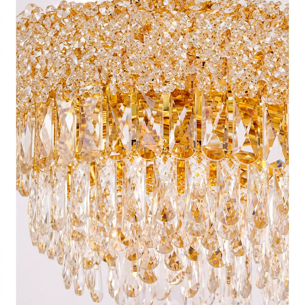 Luxury Living - LED Krystal Loftlampe - 3 Lysindstillinger | 56x56x24 cm | Guldfinish - Løven Home