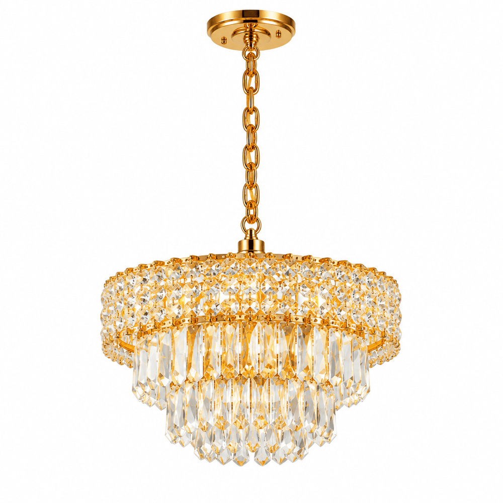 Luxury Living - LED Krystal Loftlampe - 3 Lysindstillinger | 56x56x24 cm | Guldfinish - Løven Home