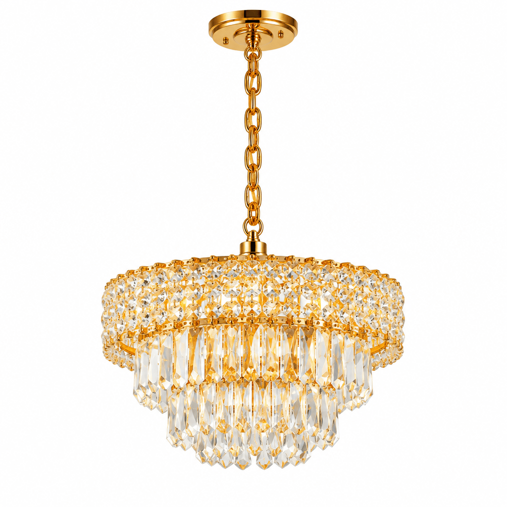 Luxury Living - LED Krystal Loftlampe - 3 Lysindstillinger | 56x56x24 cm | Guldfinish - Løven Home