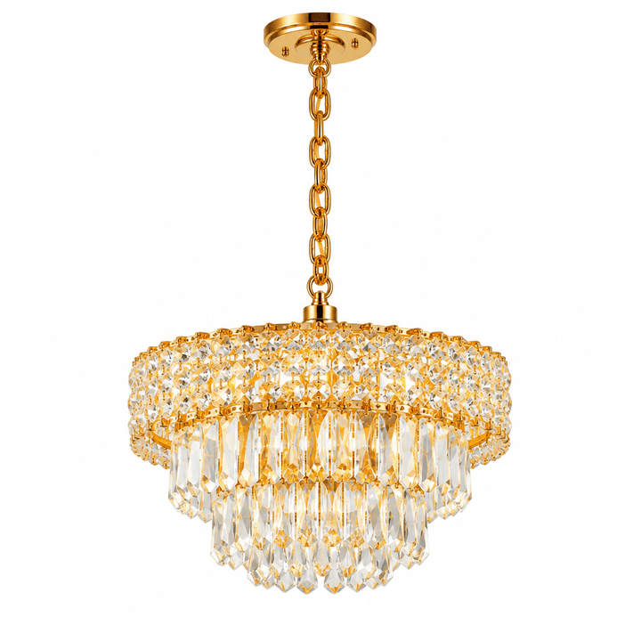Luxury Living - LED Krystal Loftlampe - 3 Lysindstillinger | 56x56x24 cm | Guldfinish - Løven Home
