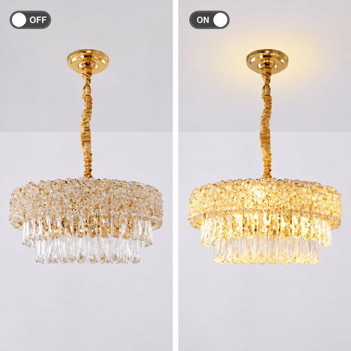 Luxury Living - LED Krystal Loftlampe - 3 Lysindstillinger | 56x56x24 cm | Guldfinish - Løven Home