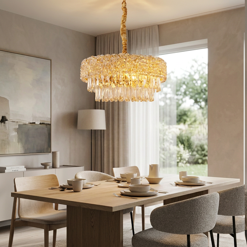 Luxury Living - LED Krystal Loftlampe - 3 Lysindstillinger | Ø60 cm | Guldfinish
