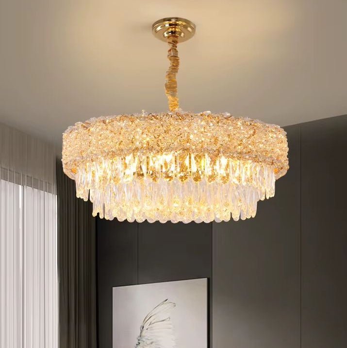 Luxury Living - LED Krystal Loftlampe - 3 Lysindstillinger | 56x56x24 cm | Guldfinish - Løven Home