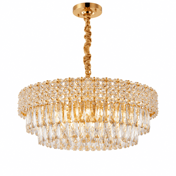 Luxury Living - LED Krystal Loftlampe - 3 Lysindstillinger | 56x56x24 cm | Guldfinish - Løven Home