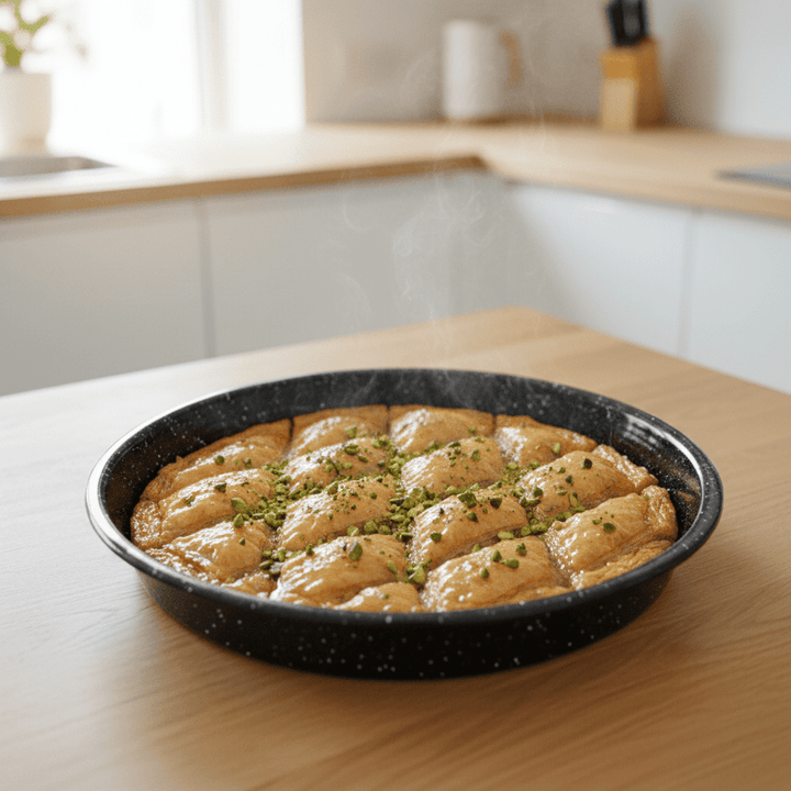 Menzir - Ovnfast emalje bradepande - Ø32 cm | Sort Højglans - Løven Home