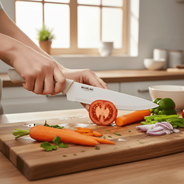 Michelino Alythia Knivsæt – 6 Dele - Elegant Beige med Non - stick Belægning - Løven Home