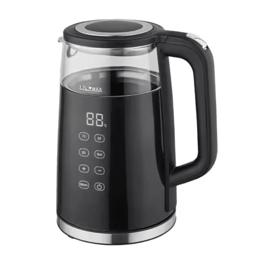 Michelino Digital Elkedel 1,7 L 2200 W - Rustfrit Stål/Glas - Sort - Løven Home