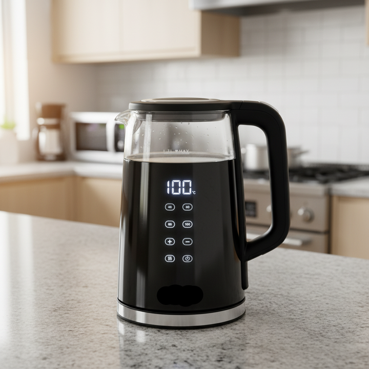 Michelino Digital Elkedel 1,7 L 2200 W - Rustfrit Stål/Glas - Sort