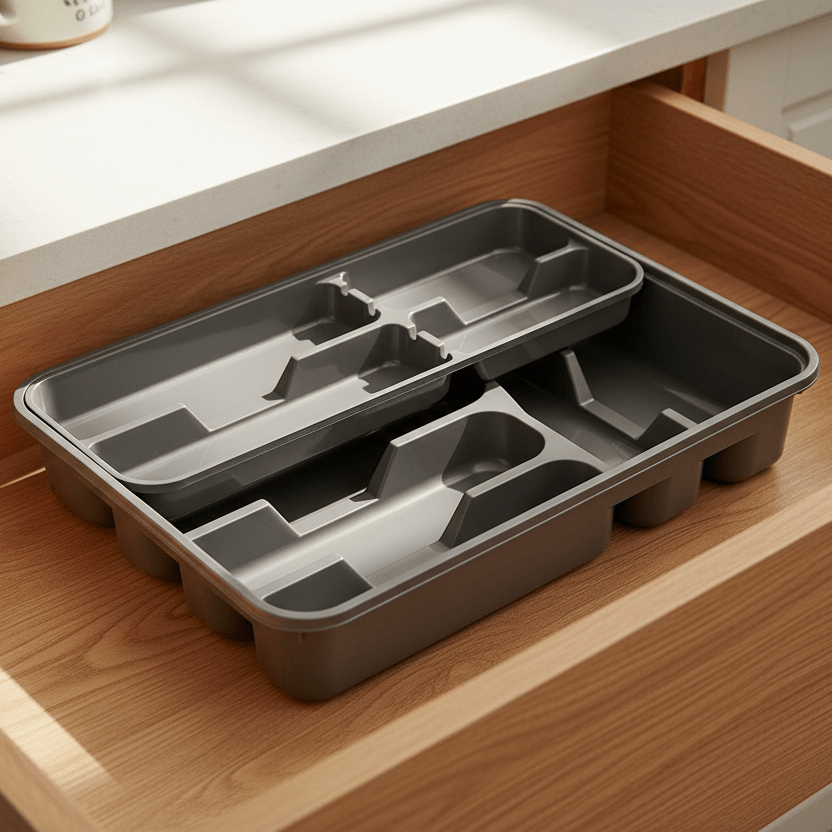 Michelino Dobbelt Bestikbakke - Grå - Løven Home