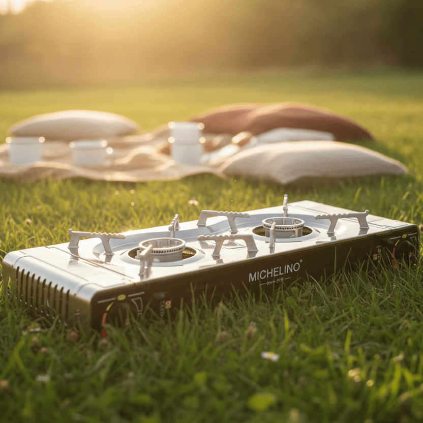 Michelino Dobbelt Gaskomfur M/Bærekuffert - Løven Home