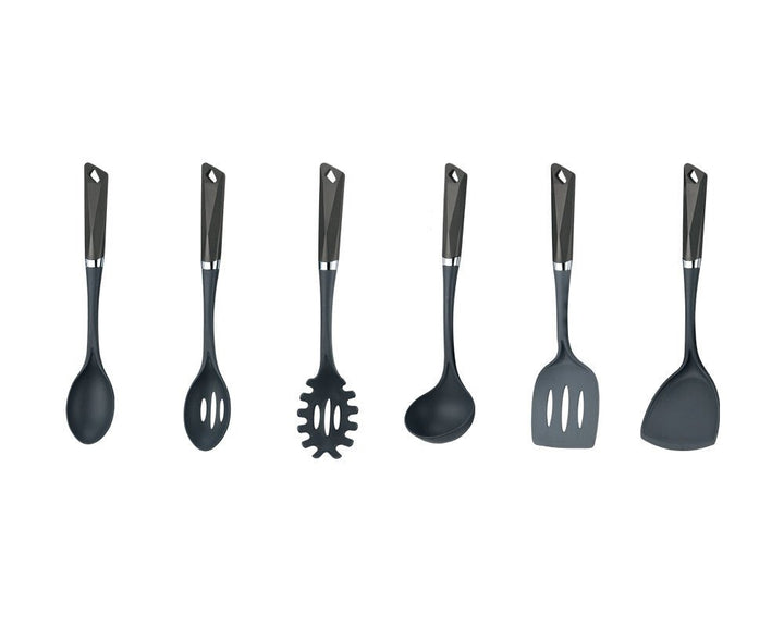 Michelino Elegant og praktisk køkkenredskabssæt med drejestativ – 7 dele Grå - Løven Home