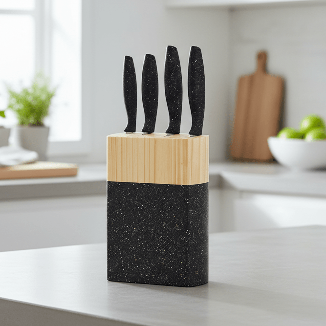 Michelino Hektor Knivsæt 5 Dele - Sølv & Marmoreret træ - Løven Home