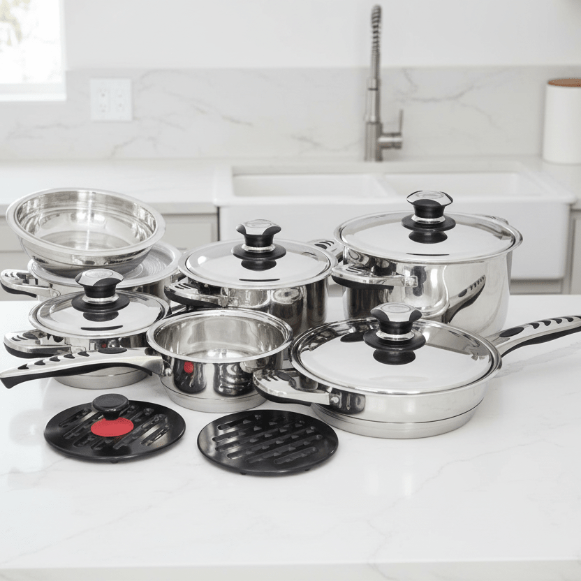 Michelino Legeret Rustfrit Stål Grydesæt 16 Dele - Løven Home