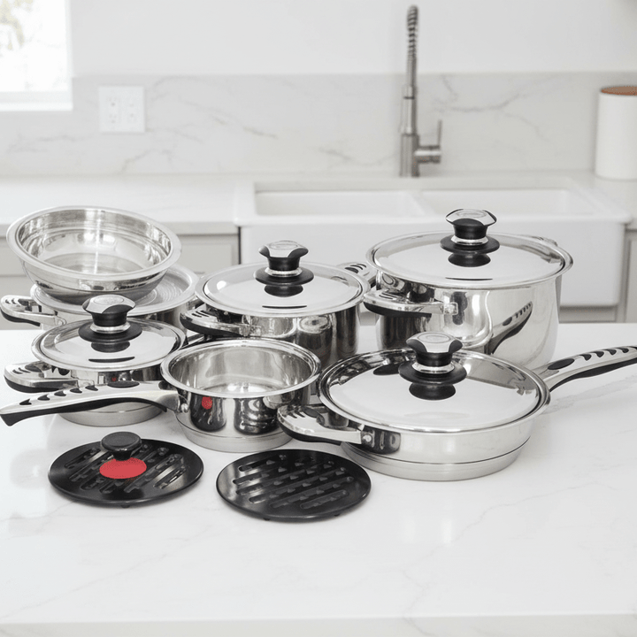 Michelino Legeret Rustfrit Stål Grydesæt 16 Dele - Løven Home