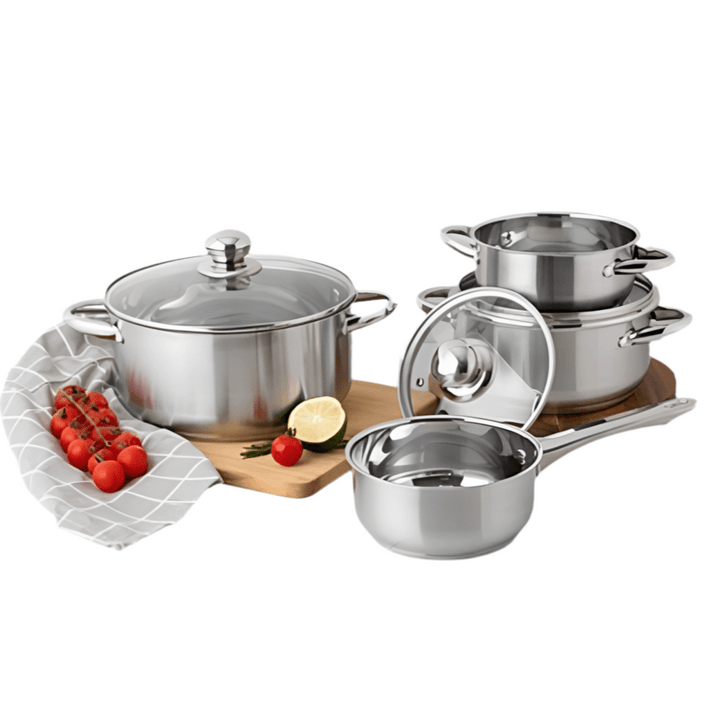 MICHELINO Rustfrit Stål Grydesæt DENVER 7 - Delt Induktionsevne Sølv - Løven Home