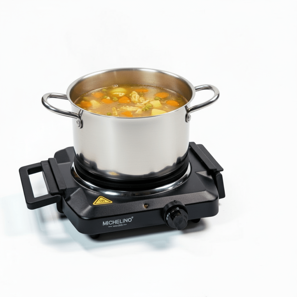 Michelino Transportabel Enkelt Kogeplade m/Foldbare Greb 1500 W | Sort - Løven Home