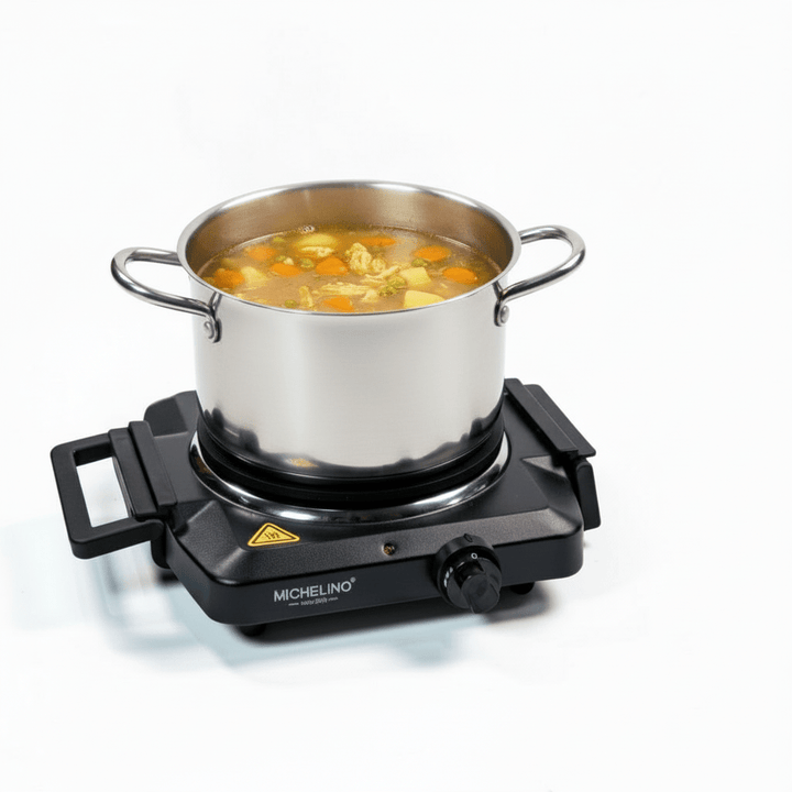 Michelino Transportabel Enkelt Kogeplade m/Foldbare Greb 1500 W | Sort - Løven Home