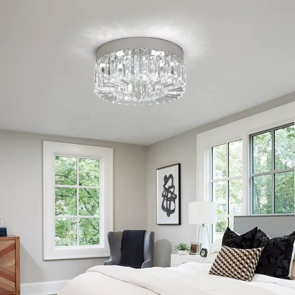 Moderne 40 cm Diameter Krystal / Rustfrit Stål LED Loftslampe / Lysekrone - Løven Home