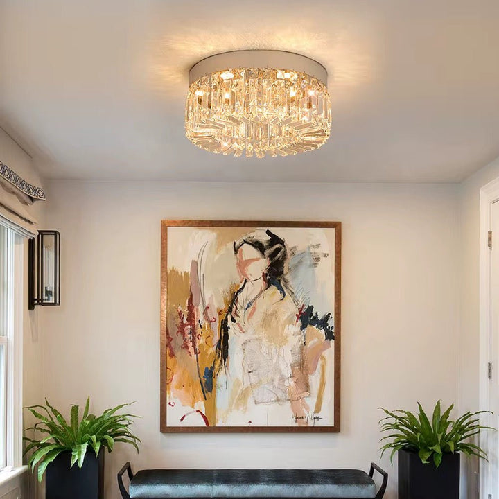 Moderne 40 cm Diameter Krystal / Rustfrit Stål LED Loftslampe / Lysekrone - Løven Home