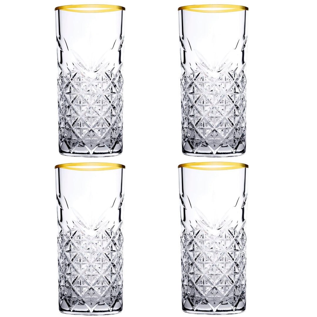 Mønstret Glas med Guldkant 4 stk. 180 ml. - Golden Touch - Løven Home
