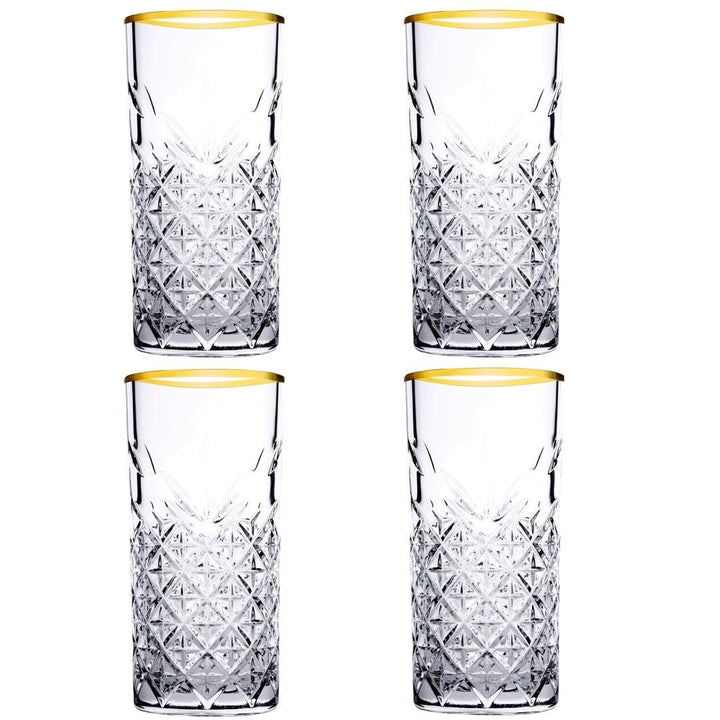 Mønstret Glas med Guldkant 4 stk. 180 ml. - Golden Touch - Løven Home