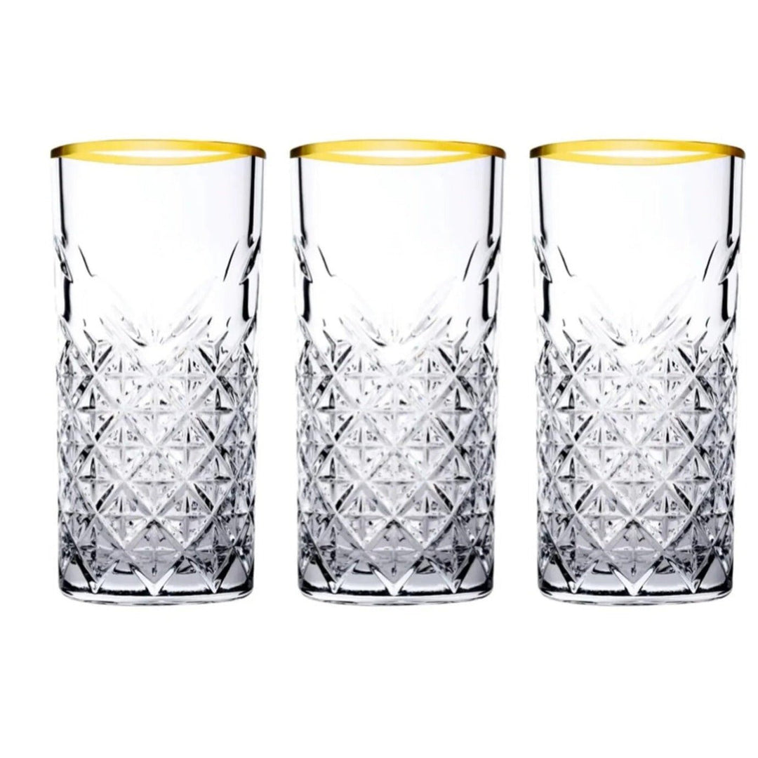 Mønstret Glas med Guldkant 4 stk. 180 ml. - Golden Touch - Løven Home