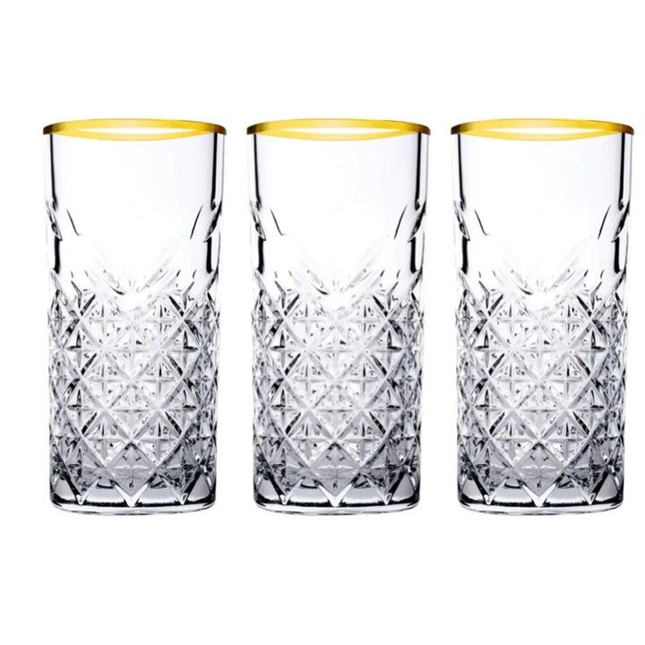 Mønstret Glas med Guldkant 4 stk. 180 ml. - Golden Touch - Løven Home