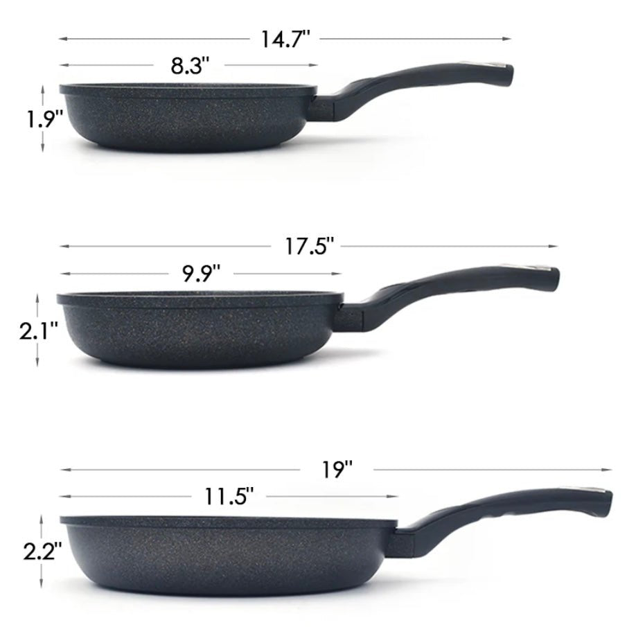 Non - stick Stegepandesæt 3 stk. Sort 20 - 24 - 28 cm - Zellerfeld - Løven Home
