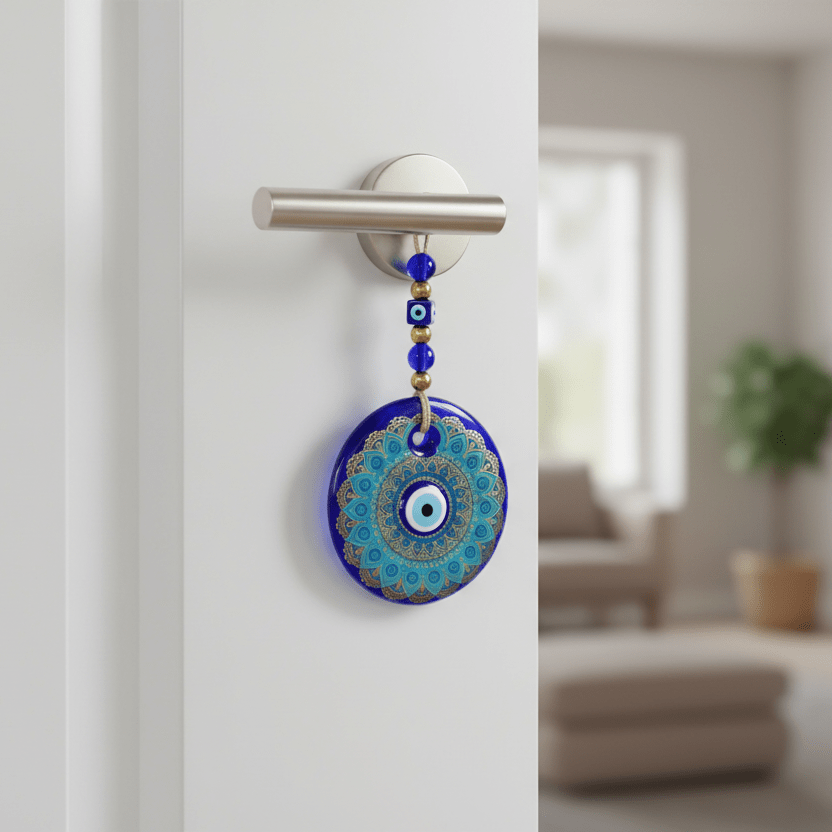 Onde Øje Amulet 13x30 cm Blå/Guld 3 Mønstervarianter - Løven Home